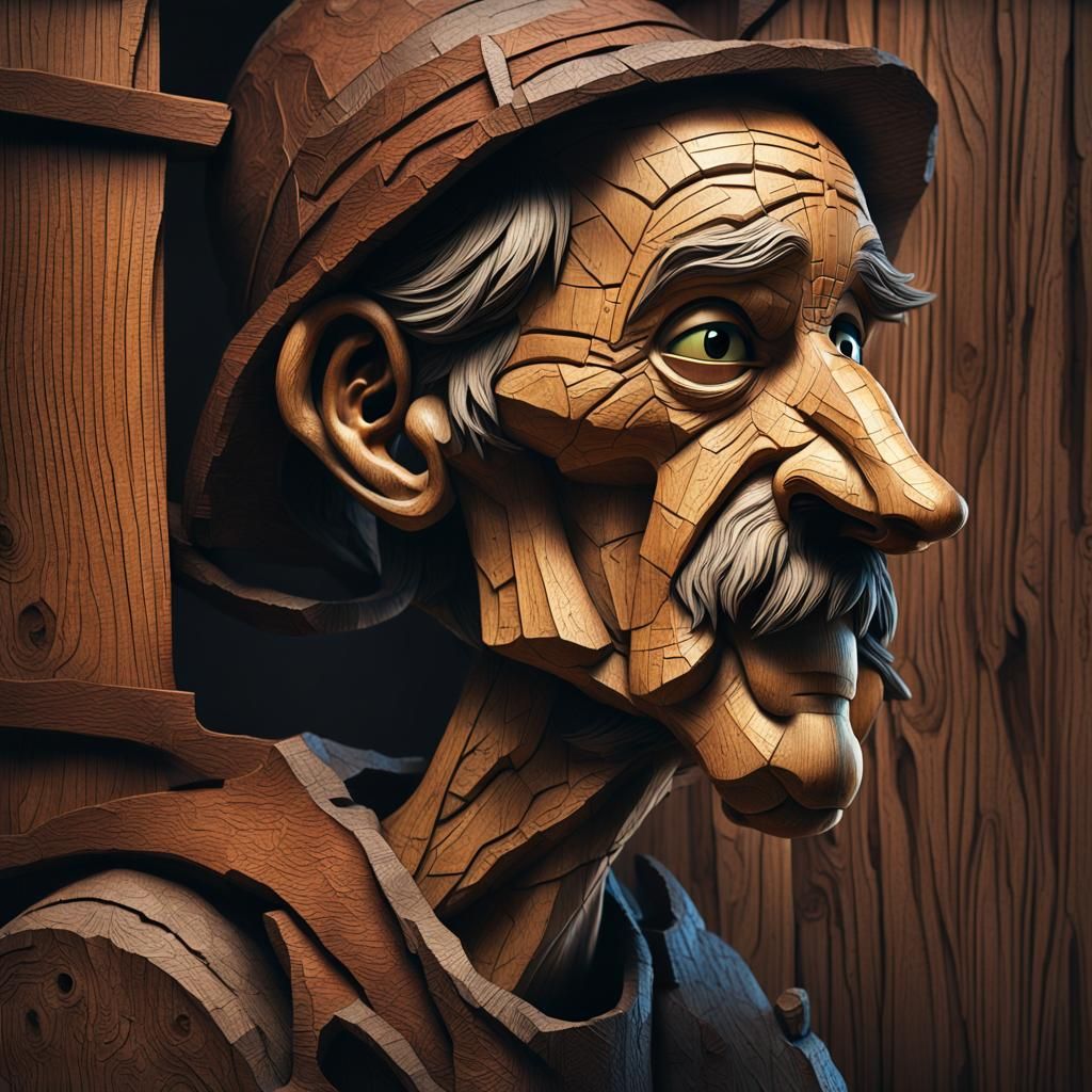 Distressed Pinocchio with Intricate Wooden Texture