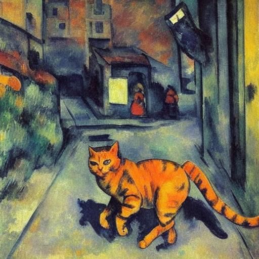 Cat Galloping in Coat: Expressionist Street Food