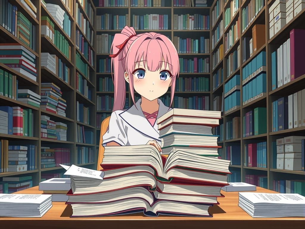 Yuno Gasai at the library.