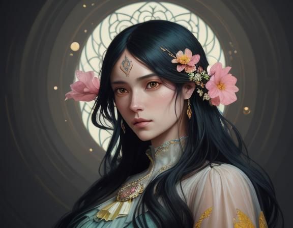 Art Nouveau Portrait of Five Women