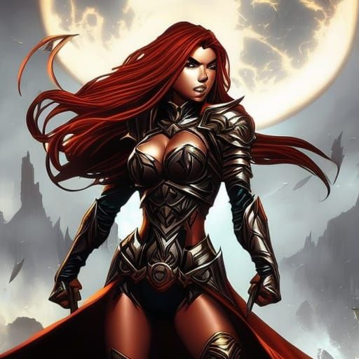 Red-Haired Paladin with Glowing Eyes