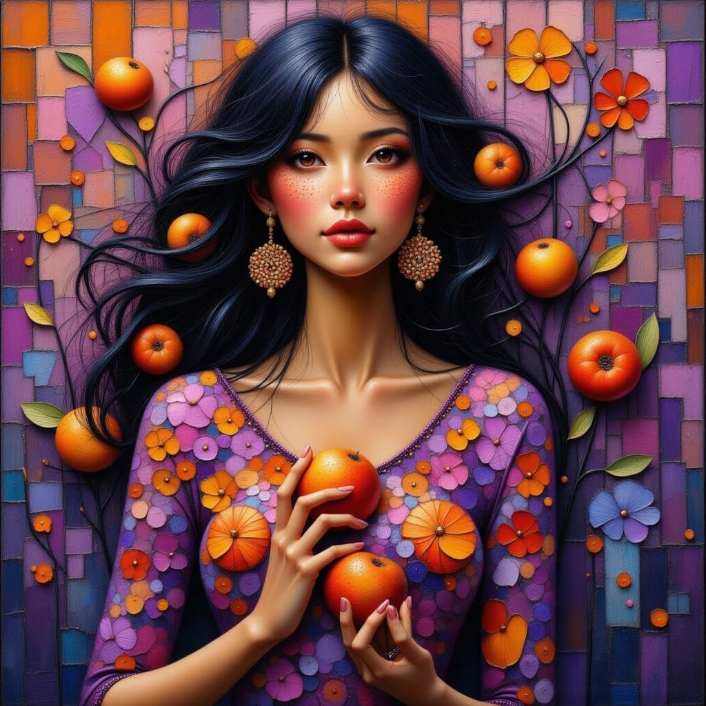 Ethereal Woman in Art Nouveau Whimsy