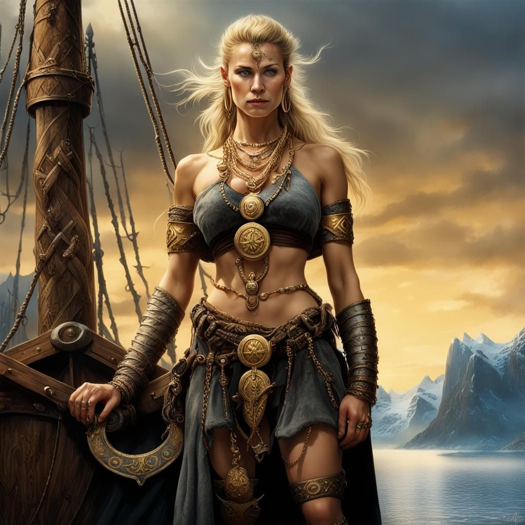 Viking Heroine Portrait in Fantasy Art Style