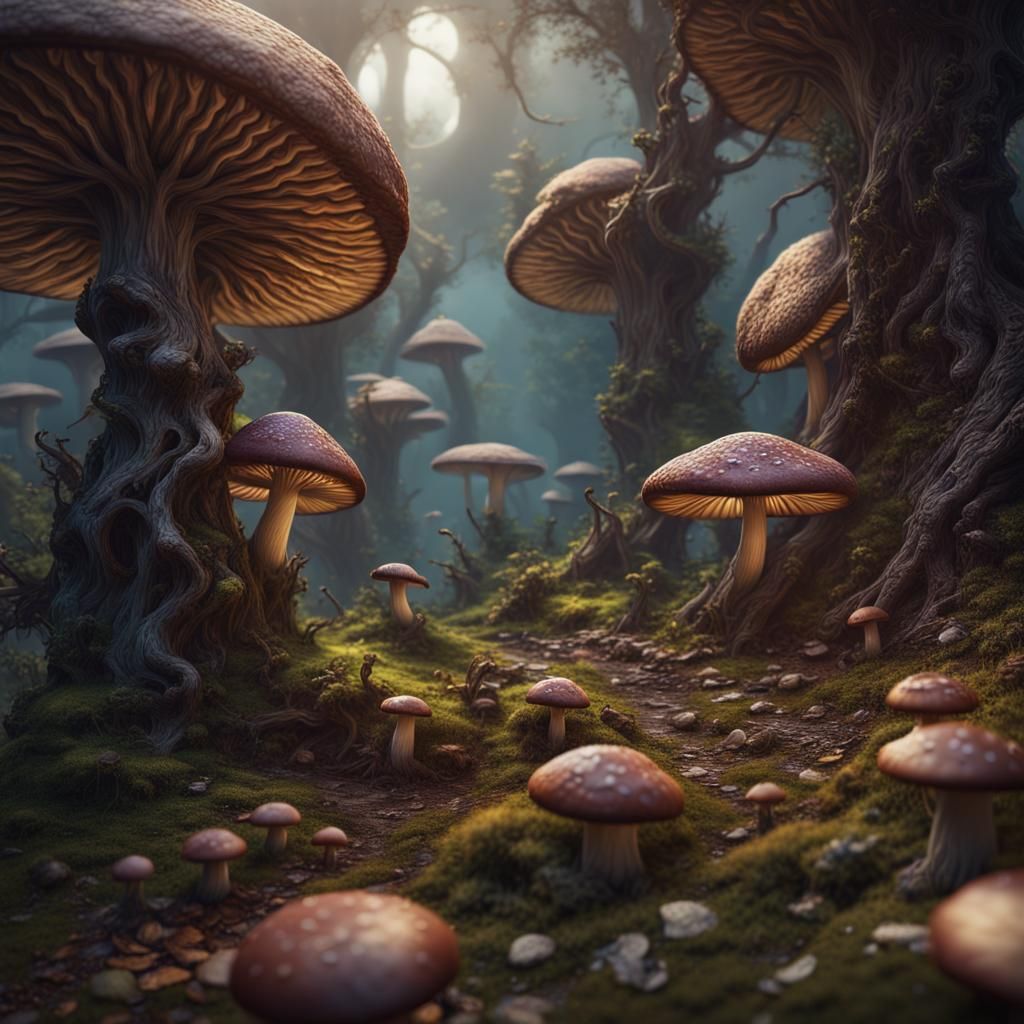 Fantastical Mushroom Circle in Deep Color