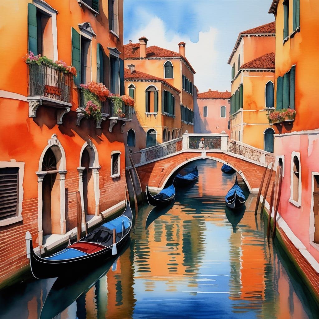 Golden Hour in a Venetian Canal