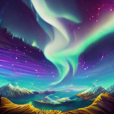 Luminescent Aurora Borealis Streaking Across Starry Sky