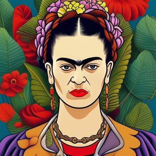 Frida Kahlo as Comic Book Pop Art Sticker