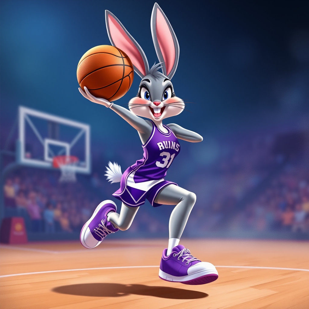 Lola Bunny Shooting Hoops in Hyper-Realistic Animation