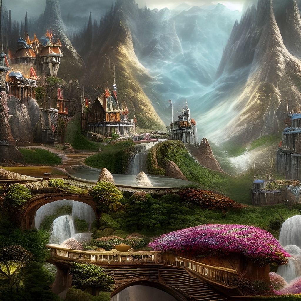 Fantasy Kingdom Hidden in Mountains: Matte Painting
