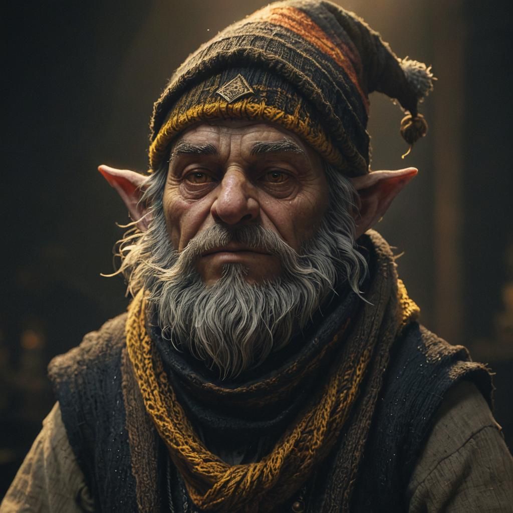 Gnome Cleric Portrait in Doré-Inspired Style