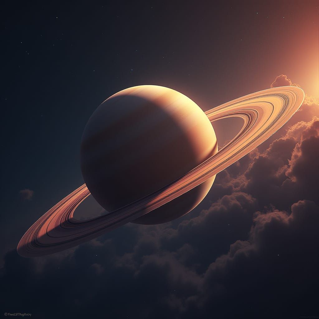 Cosmic Saturn with Shimmering Rings and Dark Mysteries