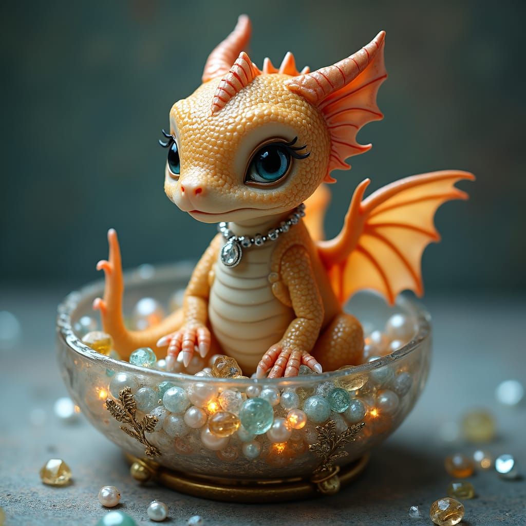 Iridescent Baby Dragon in Jewelry Box