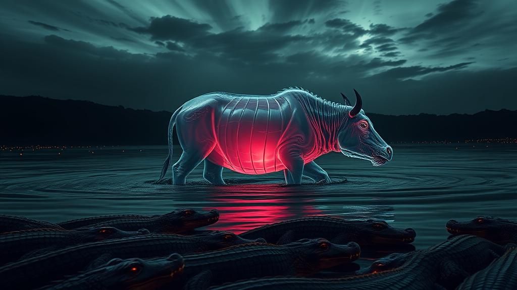 Ethereal Water Buffalo Emerges from the River