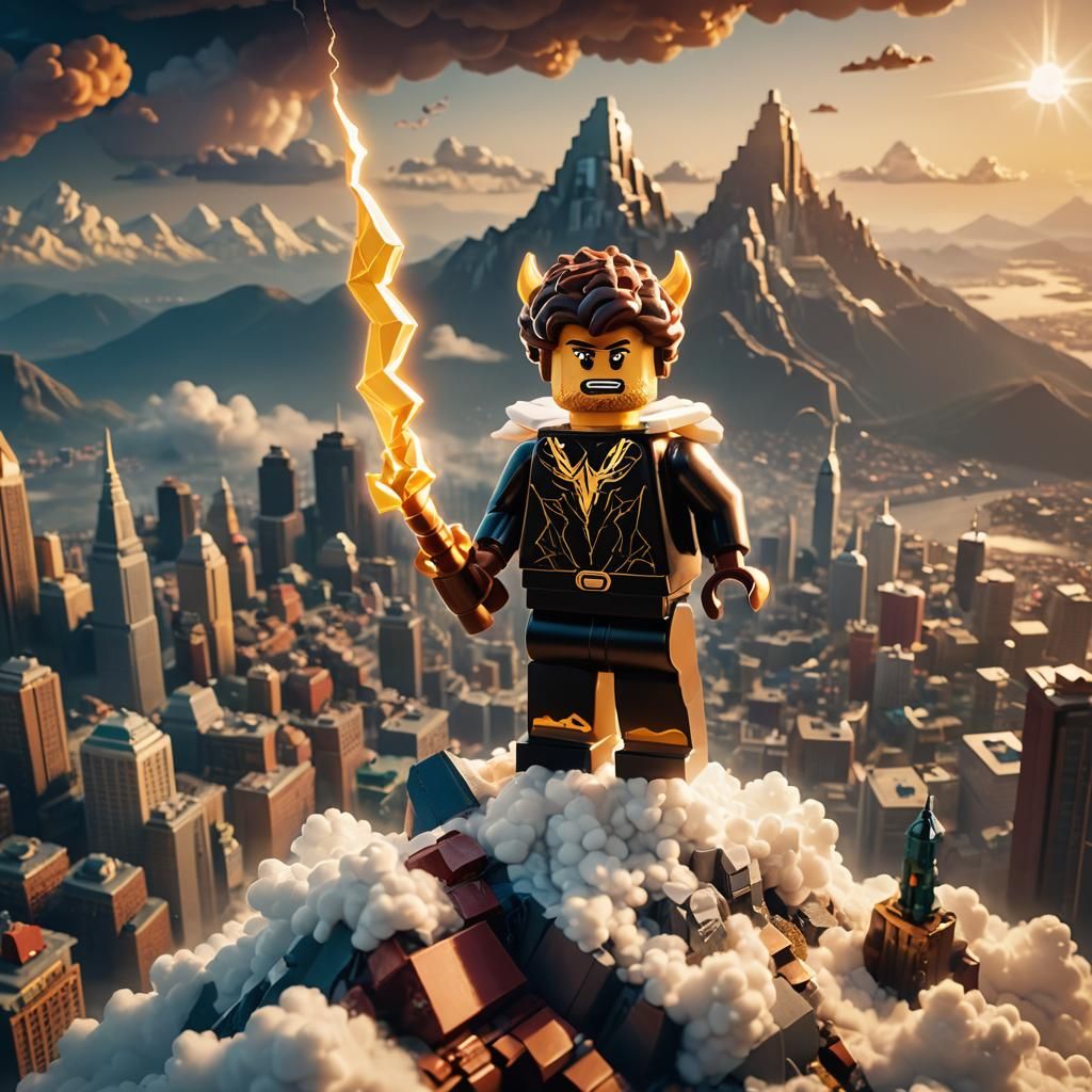 Lego God with Lightning Bolt