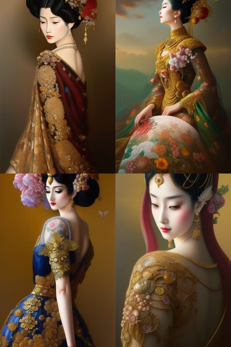 Retro Girl Portrait in Anime and Ukiyo-e Style