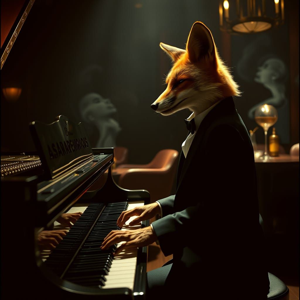 Fox Pianist in Jazz Club: Cinematic Film Still