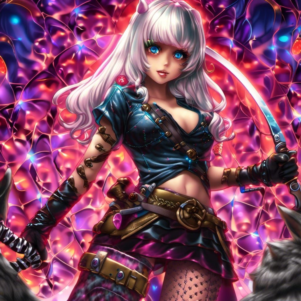 Tattooed Barbarian in Crystal Cavern: Alcohol Ink Painting