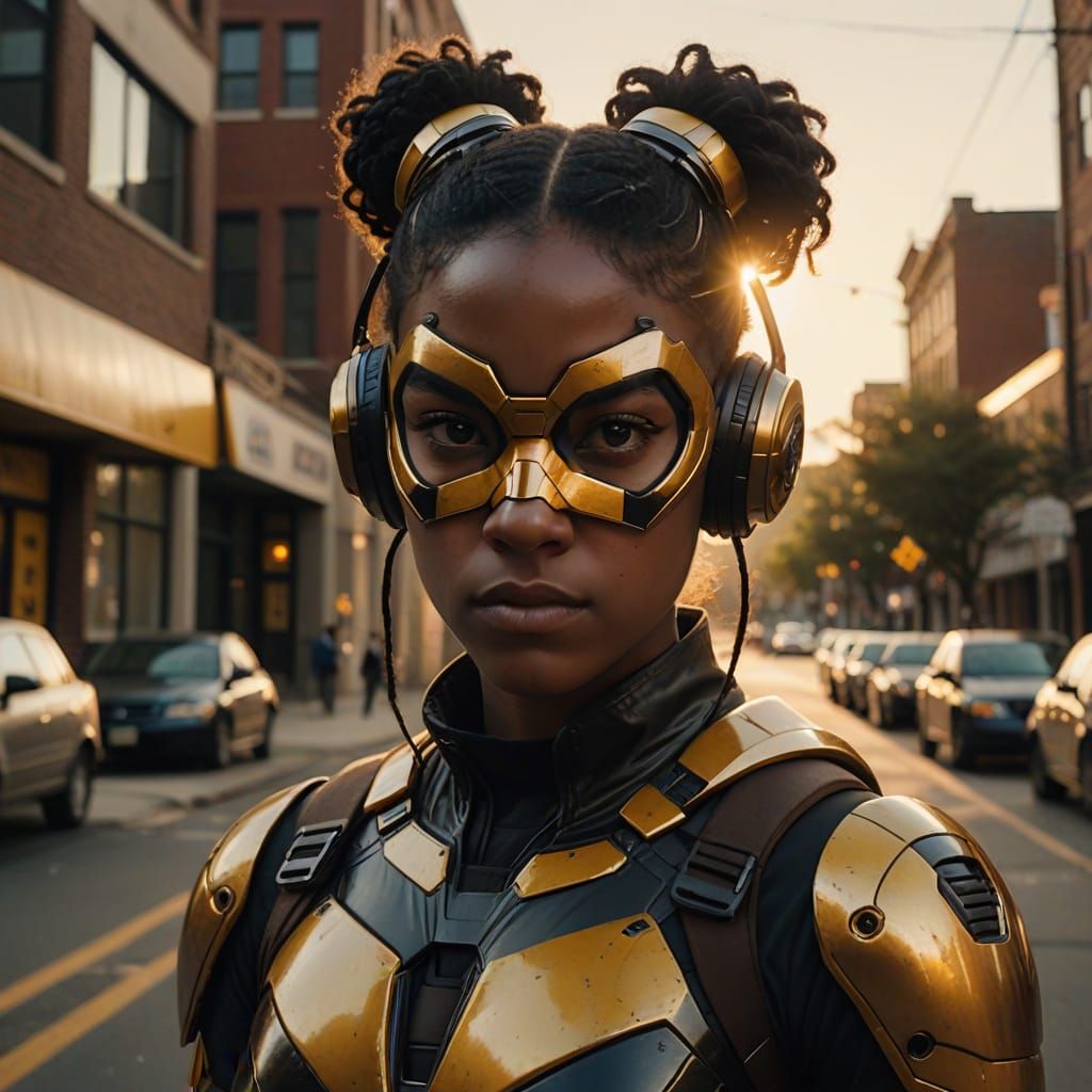 Hyperrealistic Portrait of a Superhero Student in Bumblebee ...