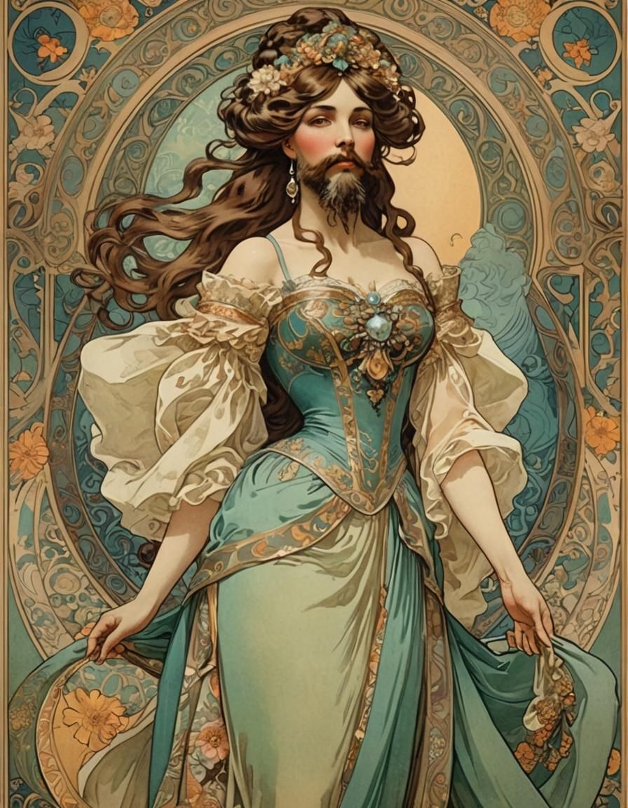 Art Nouveau Bearded Diva Theater Poster