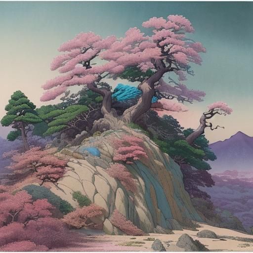 Surreal Watercolor Landscape in Neo-Expressionist Style