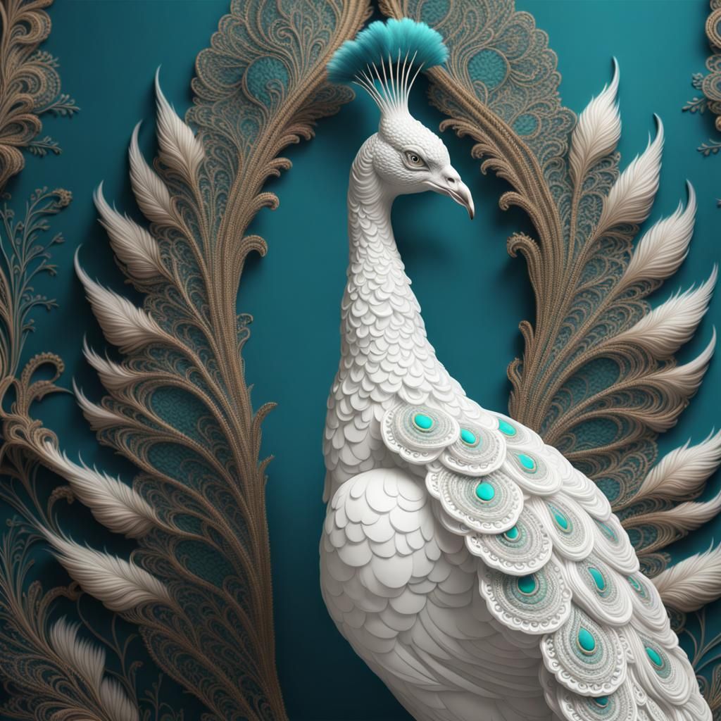 Peacock White and Turquoise