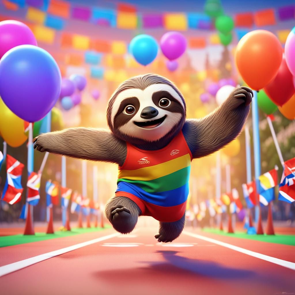 Sloth Wins Animal Olympics in 3D Digital Art