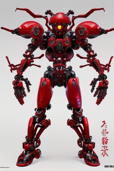 Biomechanical Spider Warrior Mecha in Anime Style