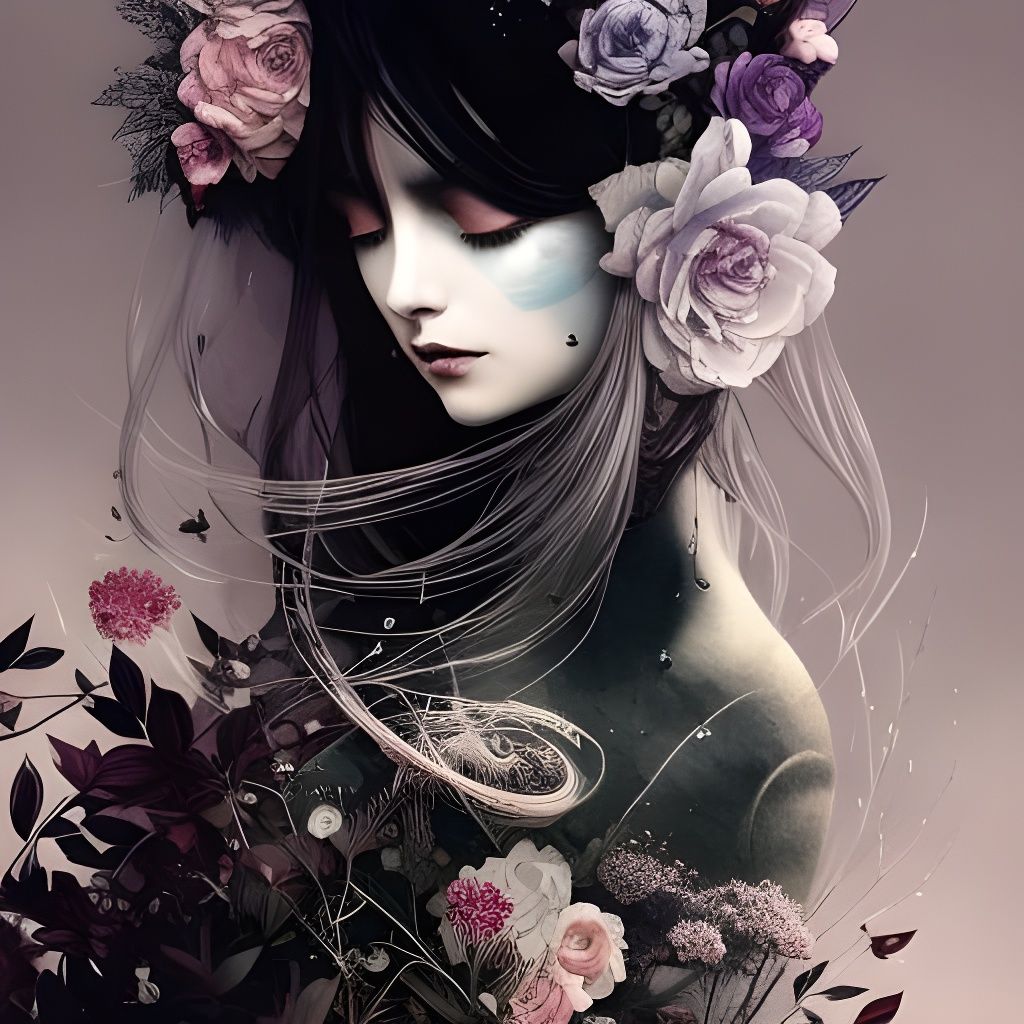 Goth Girl Double Exposure Collage Art in UHD