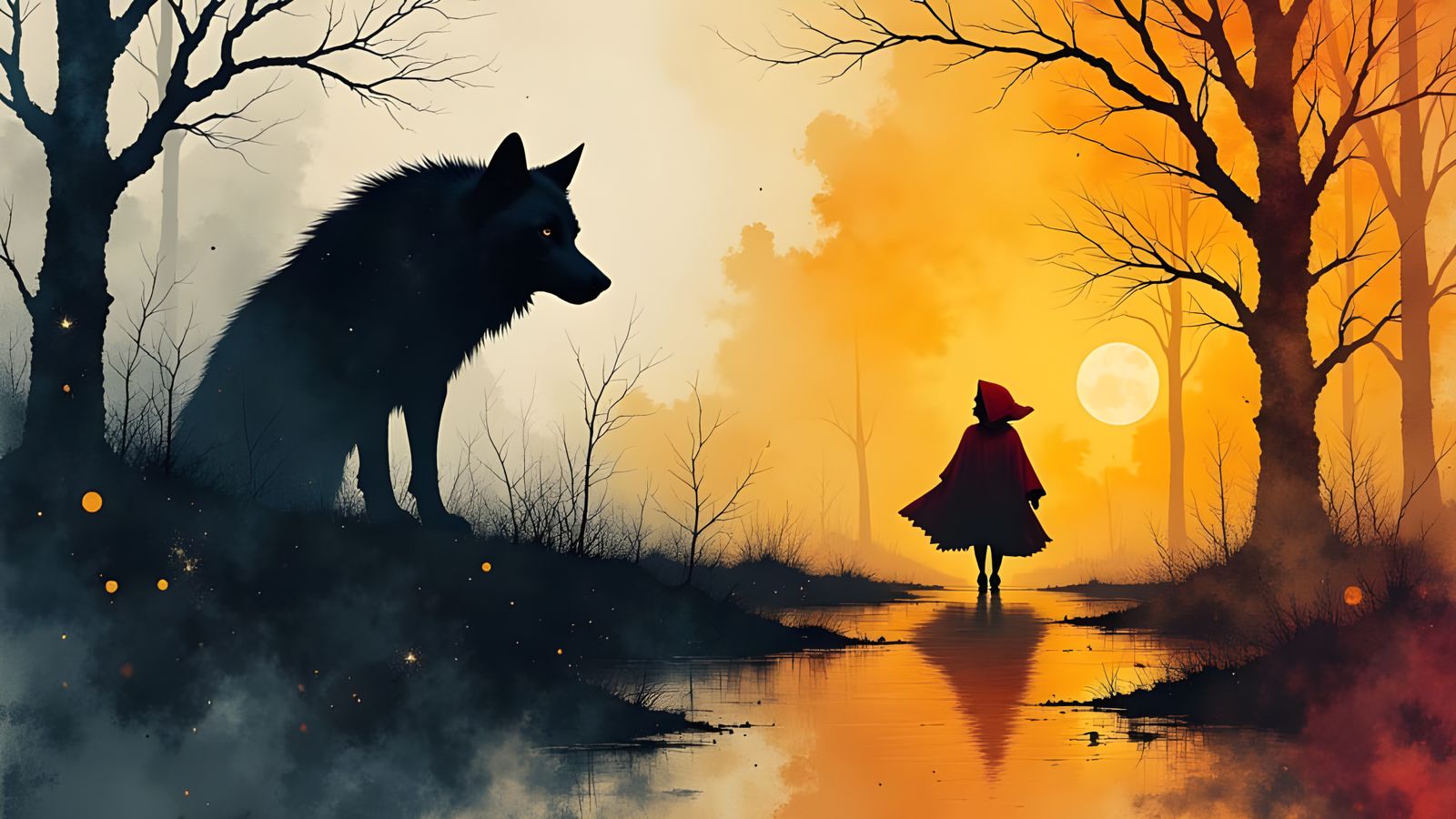 Big Bad Wolf Chasing Viewer Inside Little Red Riding Hood Si...