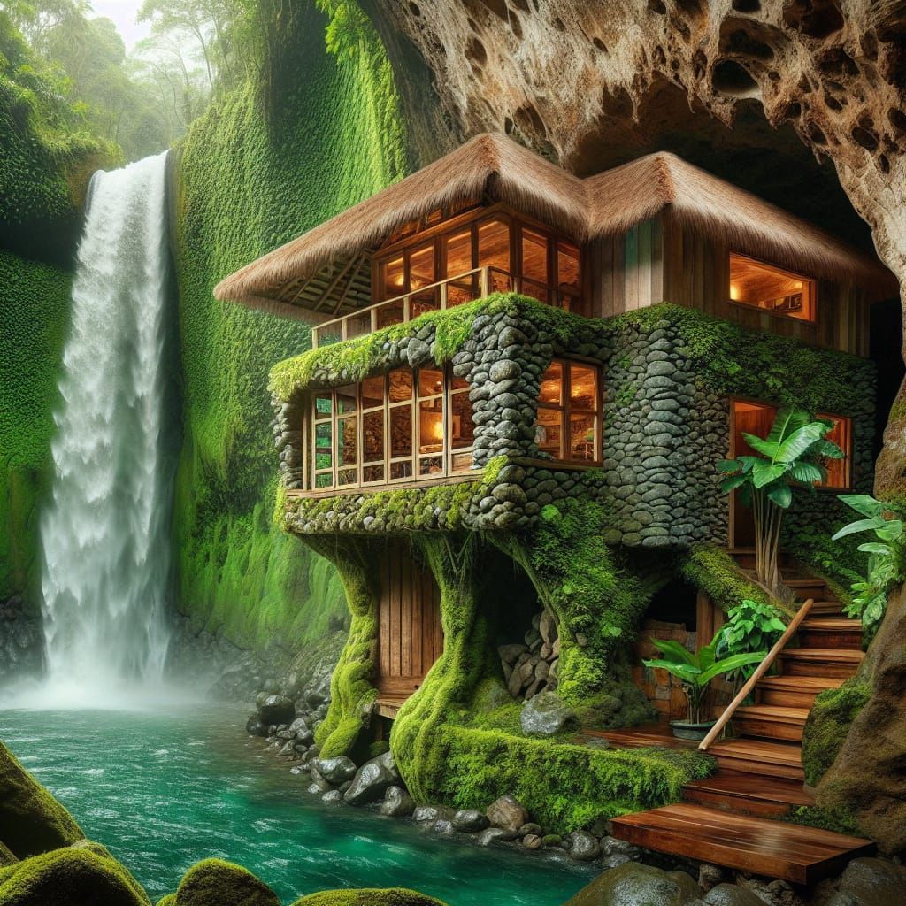 Harmonious Haven Amidst Tropical Cliffside