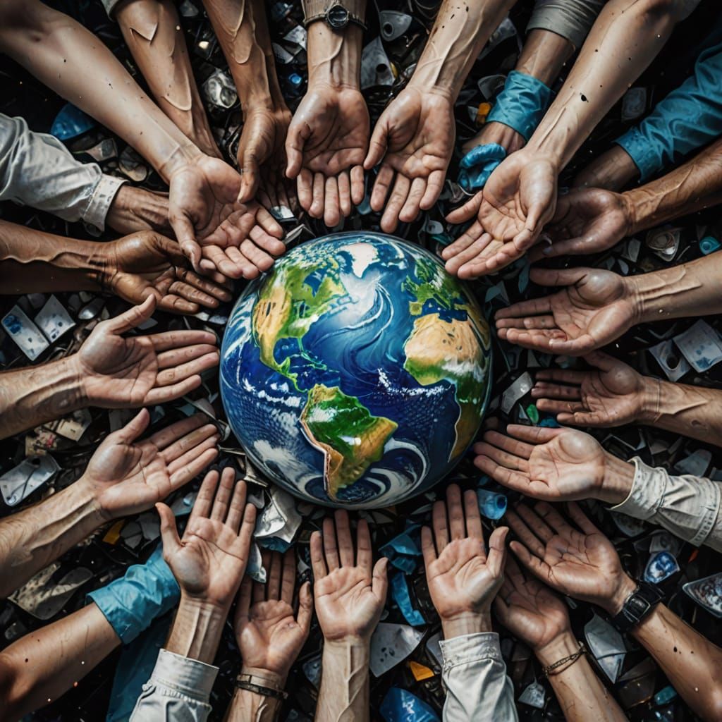 Crying Earth Held in Hands: Surreal Impression