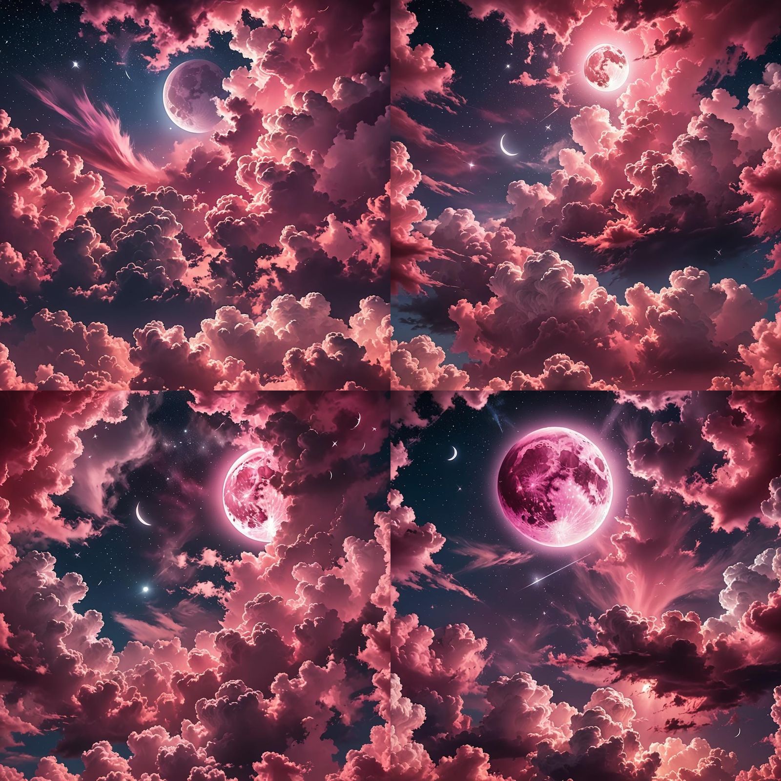 Pink Night Sky with Stars in Hyperrealistic Style