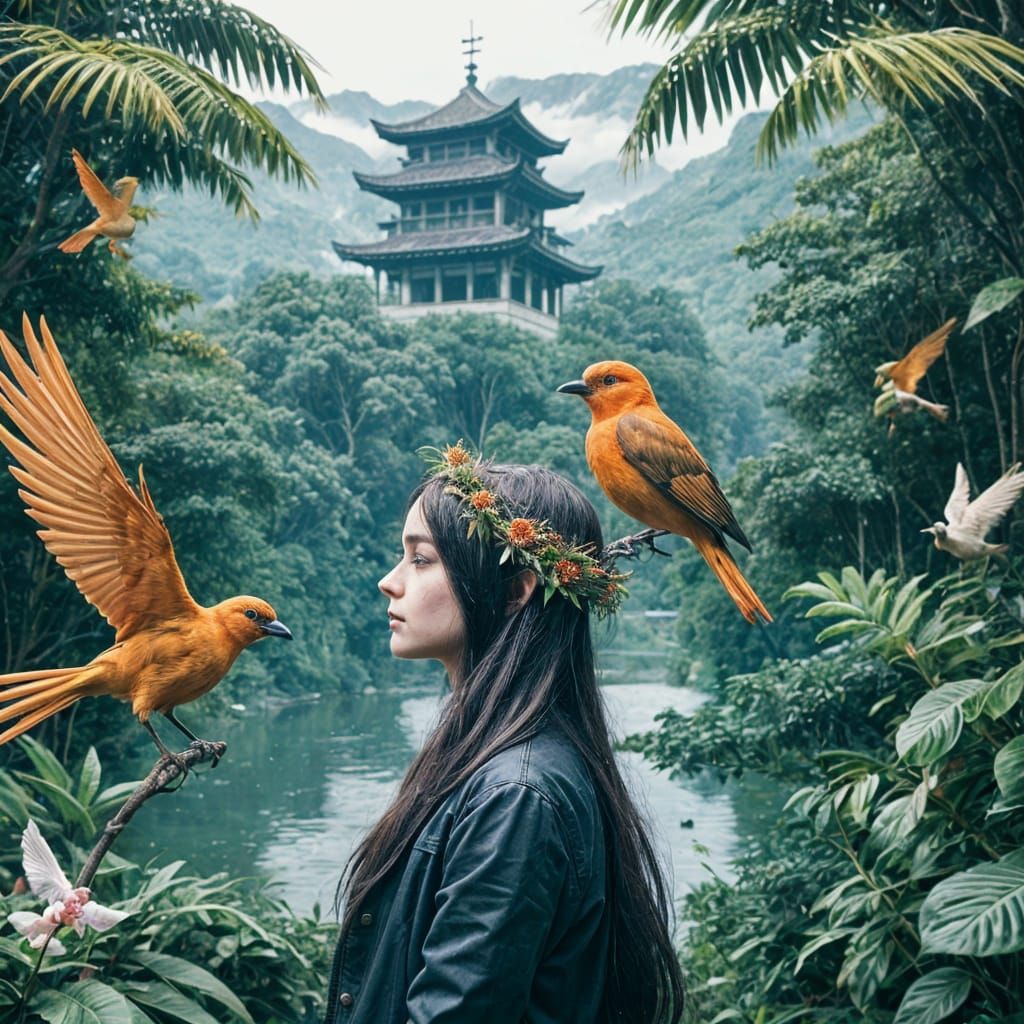 AI Interpretation of a Bird Girl