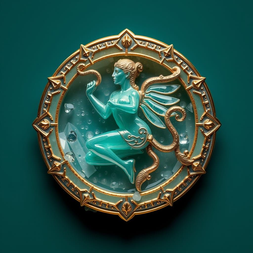 Virgo Zodiac Symbol in Luminous Geode