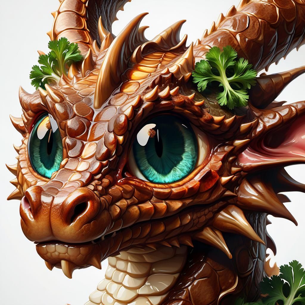 Steak Dragon Portrait with Hyper-Detailed Eyes