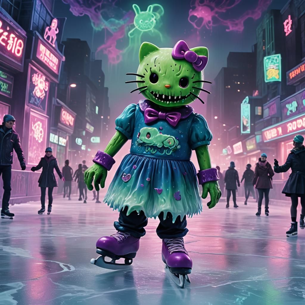 Zombie Reagan and Hello Kitty Ice Skating
