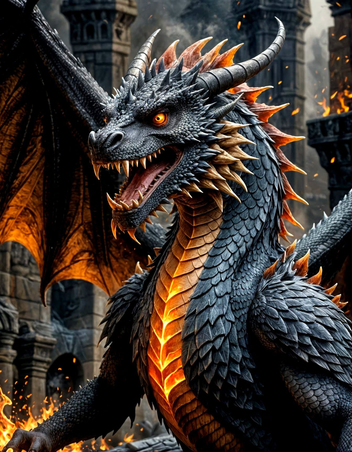 Medieval Dragon Tattoo Design in Photorealistic Style