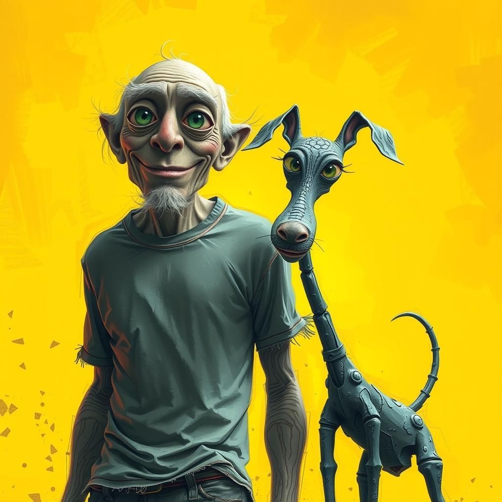 Whimsical Old Man and Dog in a Surreal Dreamscape