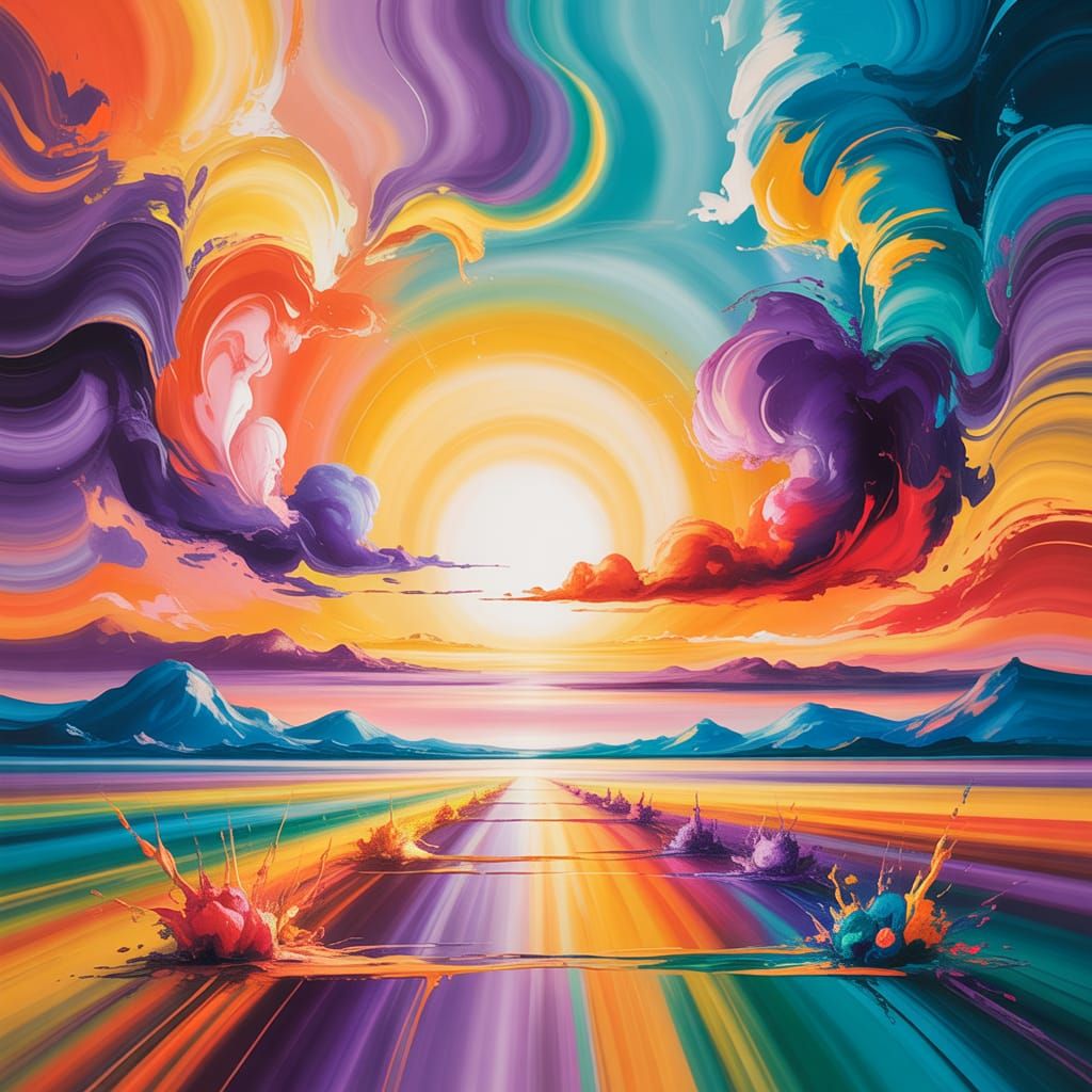 Abstract Autumn Sunset Over Vast Plain