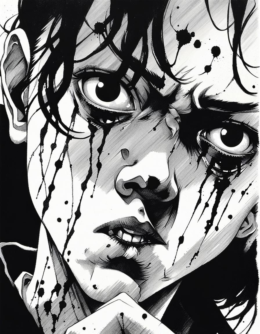 Sinister Portrait of a Creepy Psychopath in Horror Style