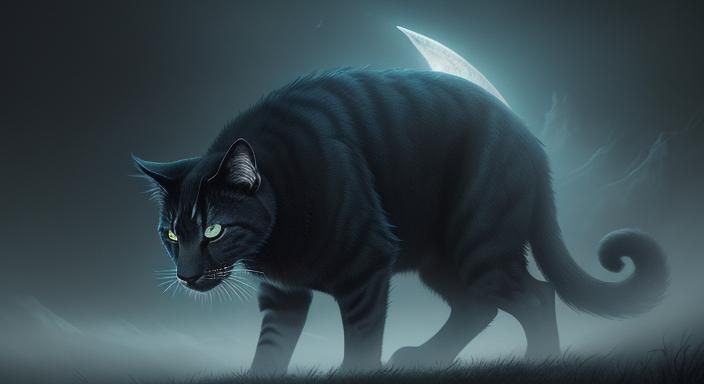 Ethereal Feline Face in Dreamlike Landscape