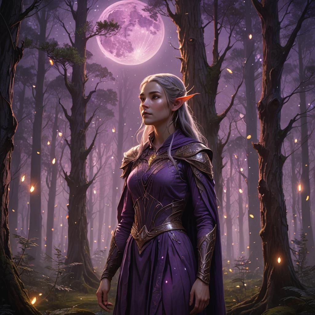 Elven Woman in Forest: Fantasy Matte Painting
