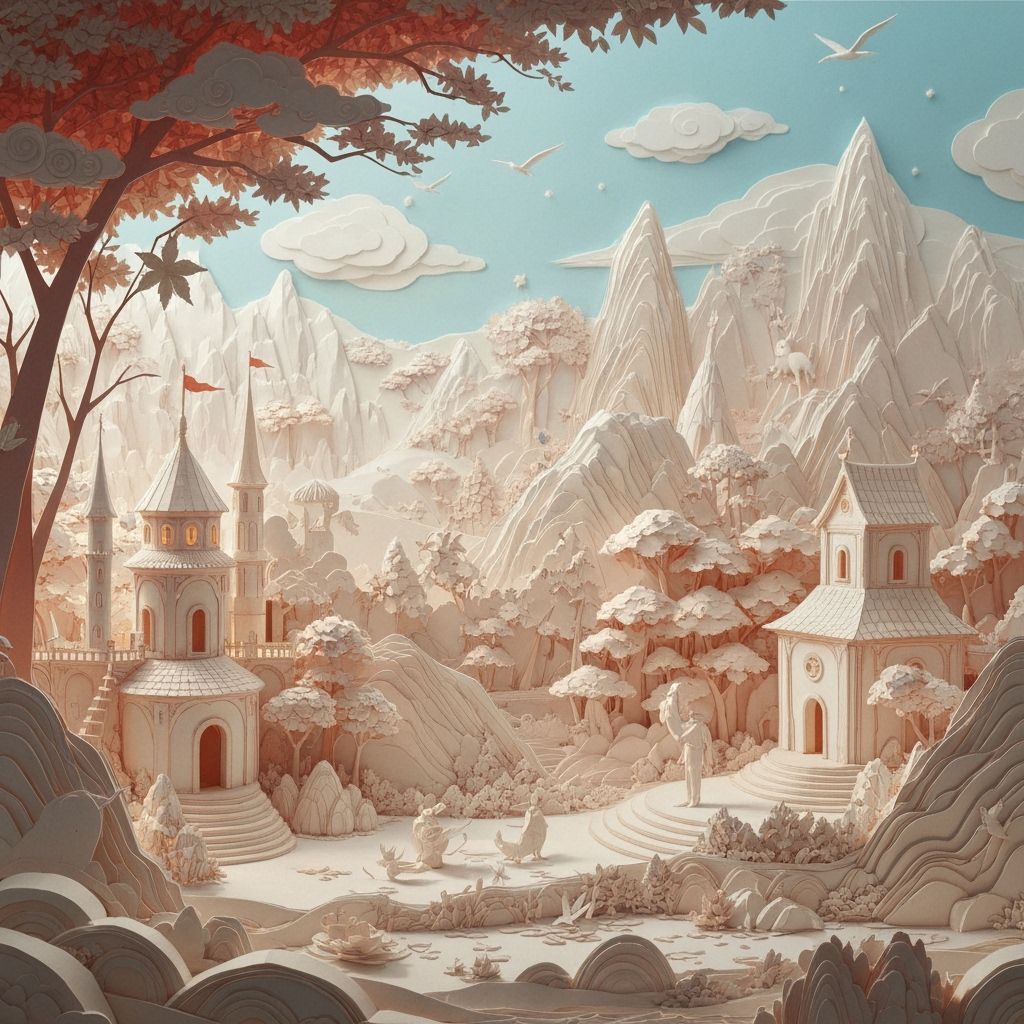 Intricate Papercraft Art with Whimsical Landscapes