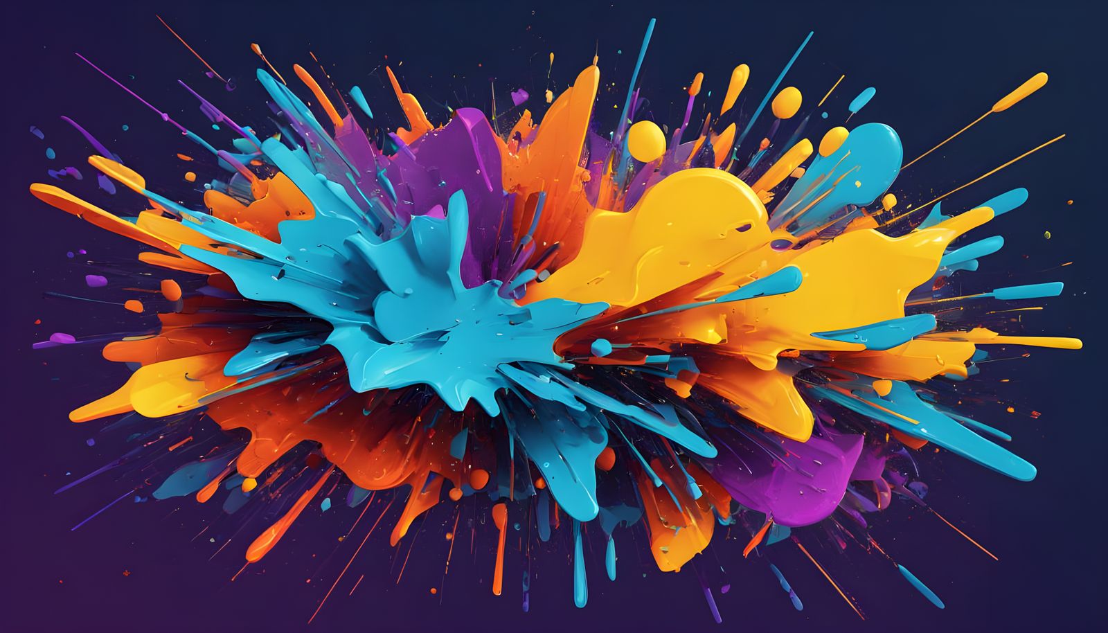 Vibrant Liquid Metal Splatter in Triadic Colors