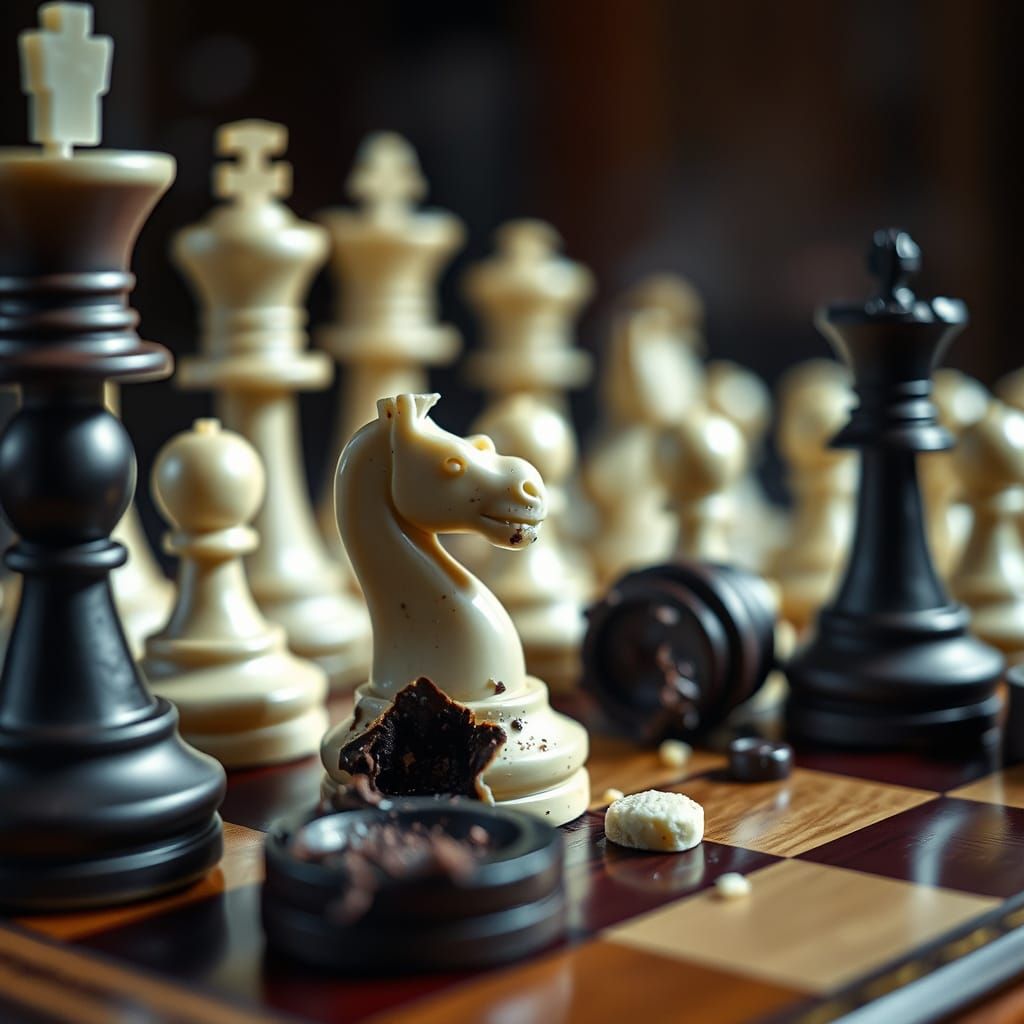 Chocolate Chess Pieces in a Futuristic Style