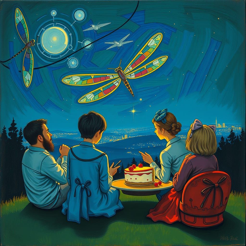 Franz Marc, Beatrice Blue, Moebius Sitting together watching...