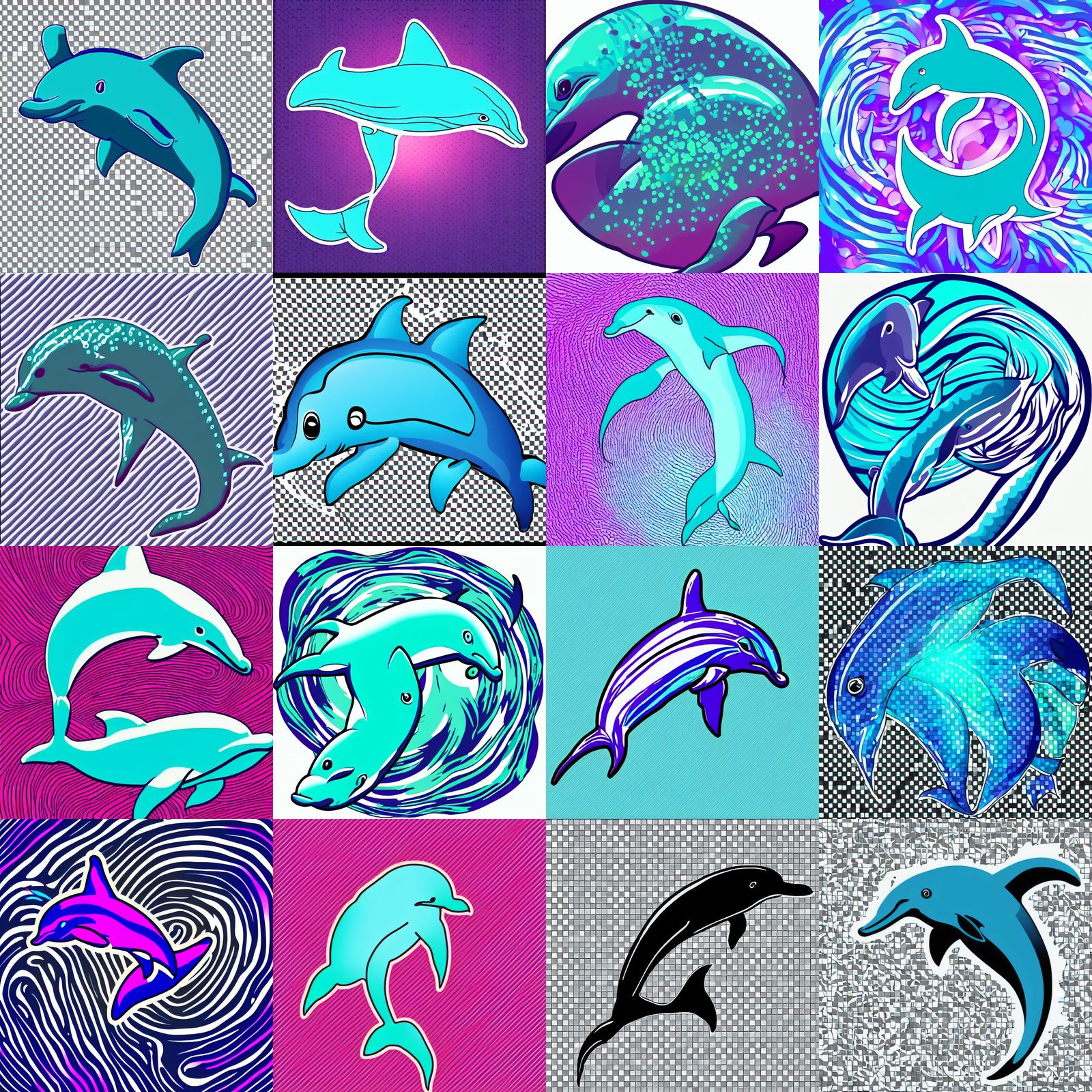 trippy dolphin vector png transparent background logo