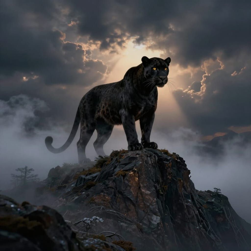 Majestic Panther Creature in Dark Fantasy Art
