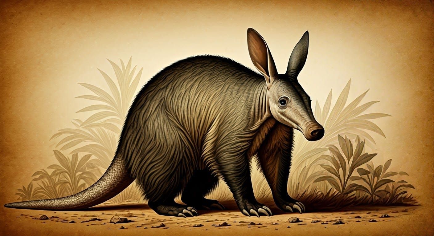 Majestic Aardvark in Vintage Zoological Style
