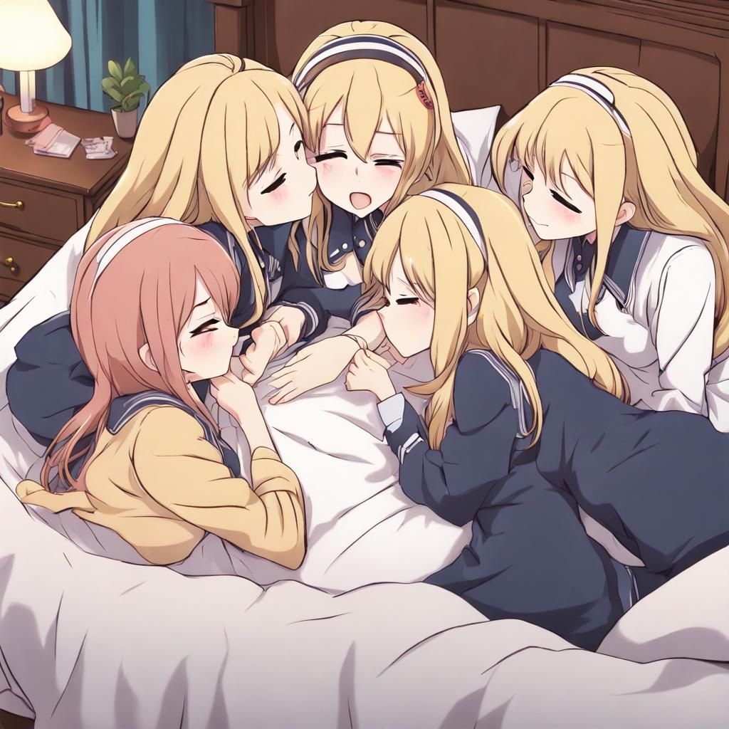 Anime Girls' Sleepover Scene